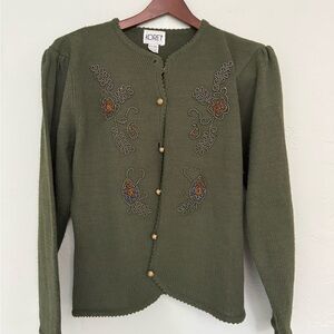 Koret Olive Green Embellished Women's Sweater